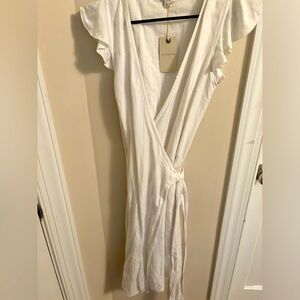 Lucky Brand White Linen Wrap Dress